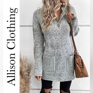 Grey Marled Knit Sweater